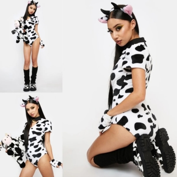 Dolls Kill Tops - Dolls Kill Tricks N' Treatz Cow Costume SOLD OUT